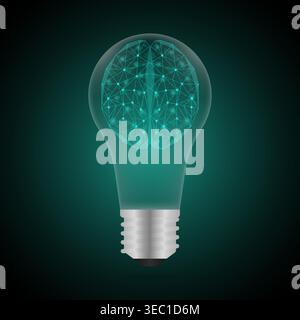 Brain. Brainstorm. Brain in Lightbulb. Creativity and Thinking Idea Concept. Vector Illustration. Stock Vector