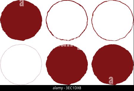 Red Organic Circle Shapes Vector Set – Minimal Abstract Blob Frames, Hand Drawn Round Elements for Modern Background Design Stock Vector