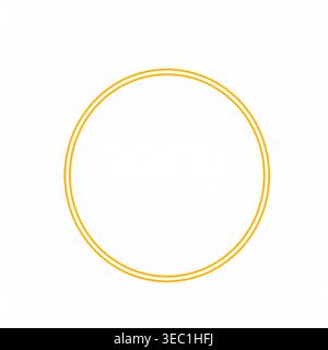 orange neon circle with soft glow on white background representing a halo simple geometric shape. Abstract design elements with empty space ring shape Stock Vector