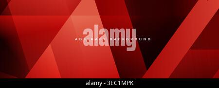 Red modern abstract wide banner with geometric shapes. Dark red abstract background with triangles. Vector illustration suit for corporate Stock Vector