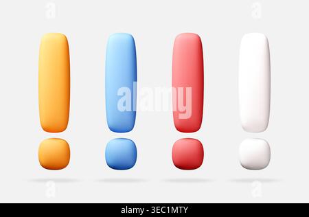 Set of 3d exclamation mark icons in different colors Stock Vector