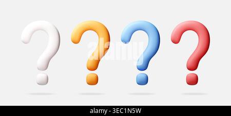 3D Set of colorful question marks on white Stock Vector