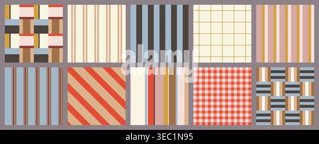 Minimalist Striped and Checkered Patterns Set Stock Vector