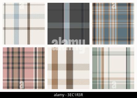 Scandinavian Tartan Plaid Seamless Patterns. Stock Vector