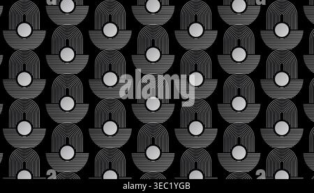 Dark circular abstract pattern seamless background Stock Vector
