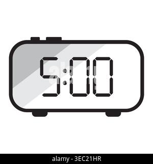 Digital alarm clock icon showing five oclock Vector. Ideal for time management concepts and user interface design elements. EPS 10. Stock Vector