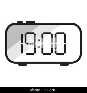 Digital clock icon showing 1900 hours vector. Ideal for time management graphics and user interface design elements. EPS 10. Stock Vector