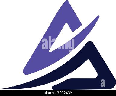 Modern blue and purple letter A logo design with abstract swoosh style, minimalist monogram symbol isolated on white background for branding use Stock Vector