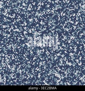 Abstract digital camouflage pattern in cool blue and white colors Stock Vector