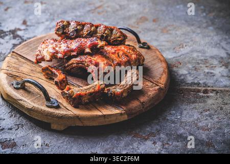 Spicy hot grilled spare ribs Stock Photo