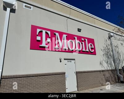 San Francisco, California, USA - February 22, 2026: T-Mobile logo signage on retail store exterior in San Francisco showcasing a major US telecommunic Stock Photo