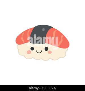 Vector illustration tuna fish for sushi food restaurant and icon cartoon japan. Asian rice seafood for japanese flat vector and meal cuisine. Vector Stock Vector
