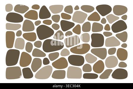 Cobblestone pattern floor with stone mosaic path and seamless pavement pebble. Vector road background with ground cobblestone block and arched icon Stock Vector