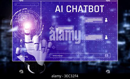 AI enhances chatbot interface by streamlining chatbot, communication, and AI support into one intelligent conversational platform Marrow Stock Photo