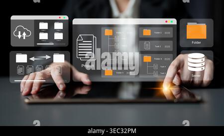 Digital folder organization improves server file structure, enhances workflow, and supports system management Parse Stock Photo