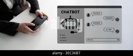 AI chatbot system automates communication, enhances customer interaction, and provides instant responses for improved user experience and digital Stock Photo