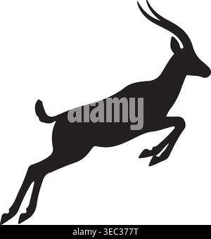 Dynamic Jumping Antelope Silhouette Vector Illustration Stock Vector