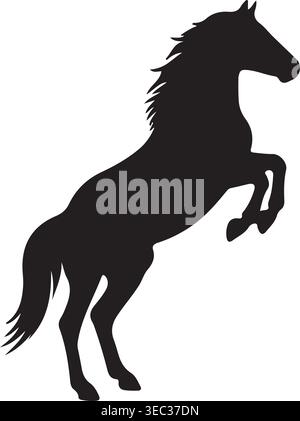 Dynamic Rearing Horse Silhouette Vector Illustration Stock Vector