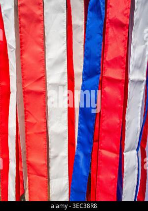 American flag colors of  red white and blue in vertical stripes Stock Photo
