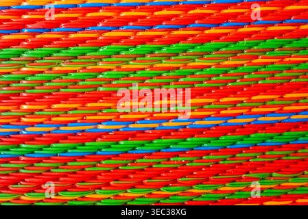 Full frame closeup background of colorful broken horizontal stripes Stock Photo