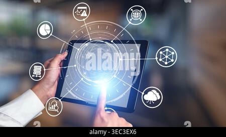 Data analytics and big data strategy for real-time analytics, predictive data modeling, business intelligence analytics, and data-driven decision Stock Photo