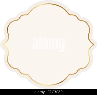 Ornate decorative frame with golden border. Ornamental elegant luxury label. Vintage badge, wedding insignia, sale sticker, frame certificate. Vector Stock Vector