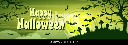 Halloween Night Scene. Vector illustration Stock Vector