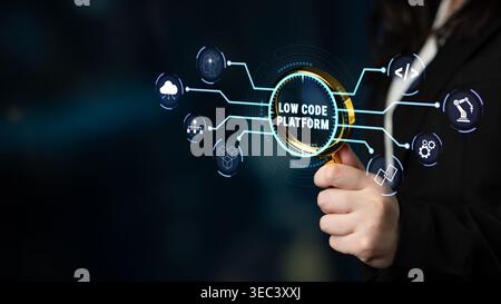 Innovative Low Code Platform Concept with Modern User Interface Elements for Digital Transformation and Software Development in Business Strategy Stock Photo