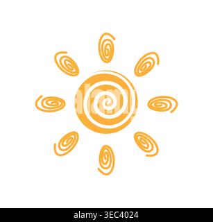 Spiral sun doodle art. Vector illustration Stock Vector