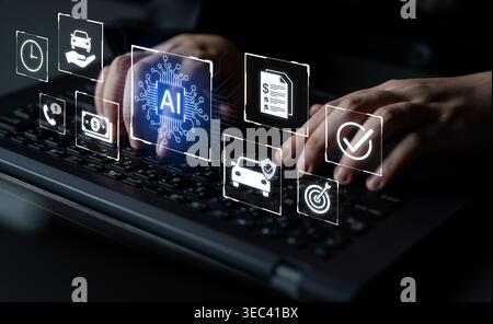 Artificial intelligence automates customer services across finance, insurance and mobility with faster processing and decision support. Corpus Stock Photo