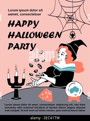 Halloween witch scene. Vector illustration Stock Vector