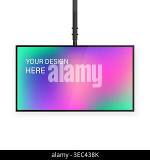 Modern digital display screen hanging, preparing for your design or advertising content Stock Vector