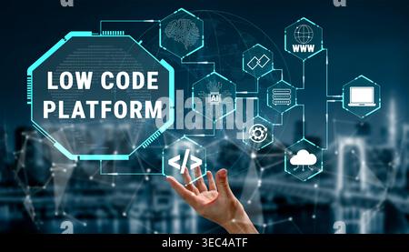 Digital Transformation with Low Code Platform for Innovation and Automation in Business Processes Quark. Stock Photo