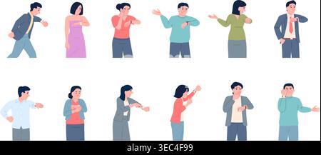 People check time. Men women looking on hand watch with different emotions. Characters is late, waits, meets. Deadline and delay, busy recent vector Stock Vector
