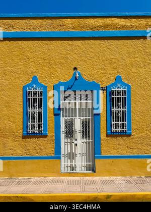 Facade of a restored house in Centro, Merida mexico Stock Photo