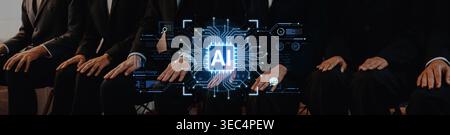 A futuristic AI core processor and system analytics dashboard. This concept highlights the raw processing power of AI for deep data analysis, system Stock Photo