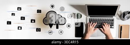 Cloud data storage enhances secure backup, improves connectivity, and supports digital file management Parse Stock Photo