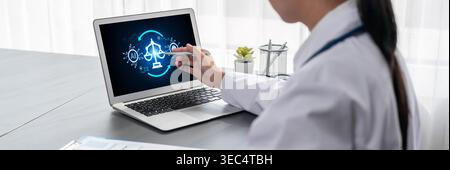 AI ethics responsibility standard law and rules on computer screen provide report of AI ethic transparency preventing technology crime. brisk Stock Photo