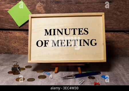 Minutes of meeting are shown using a text. Stock Photo