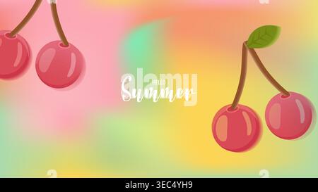 Vibrant summer mesh gradient background with Blurred Fruit soft color blends for ads, web design, banners, and marketing materials. vector illustration Stock Vector