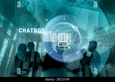AI chatbot technology for automated customer service and communication. This virtual assistant provides 24 7 support and enhances user engagement Stock Photo