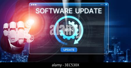 AI upgrades skills and software with intelligent learning paths, smart update alerts, and competitive digital transformation tools. Artificial Stock Photo