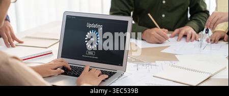 Software update on computer for brisk version of device software upgrade Stock Photo