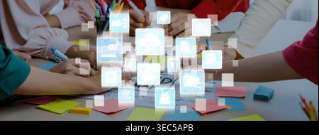 Concept design of managing online documents with cloud storage, digital file management, and secure sharing. Online documents improve workflow, online Stock Photo