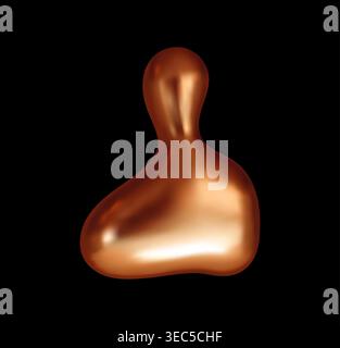 Copper drop of liquid metal blob in abstract shape Stock Vector