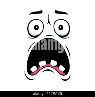 Scared face expression, cartoon emoji with emotion Stock Vector