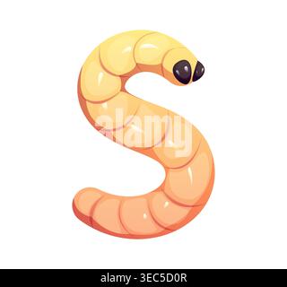 Cartoon insects font of larva for letters typeface Stock Vector