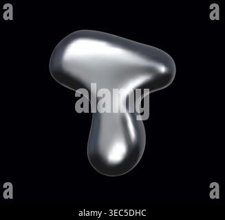 Chrome liquid metal blob in abstract liquid shape Stock Vector