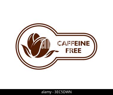 Caffeine free badge with minimalist coffee beans Stock Vector