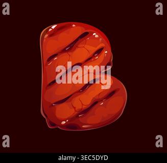 Barbecue cartoon font, BBQ letters typeface Stock Vector